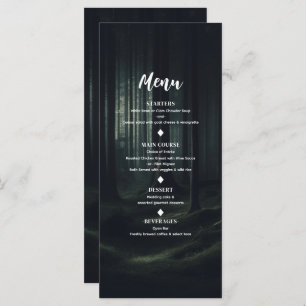 Dark Moody Forest Trees auf Twilight Wedding Menu Menükarte