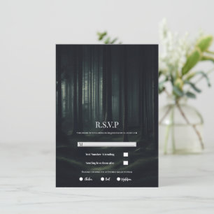 Dark Moody Forest Trees bei Twilight Wedding RSVP Einladung