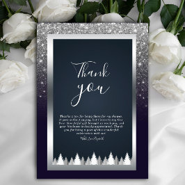 Dark Moody Glitzer Silver Navy Blue Vielen Dank Einladung