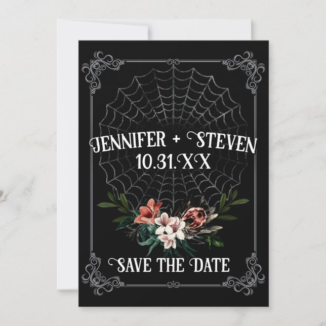 Dark Moody Goth Wedding Save the Date Einladung (Vorderseite)