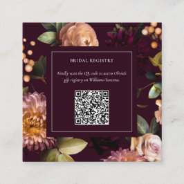 Dark Moody Gothic Floral Bridal Shower QR Code Begleitkarte