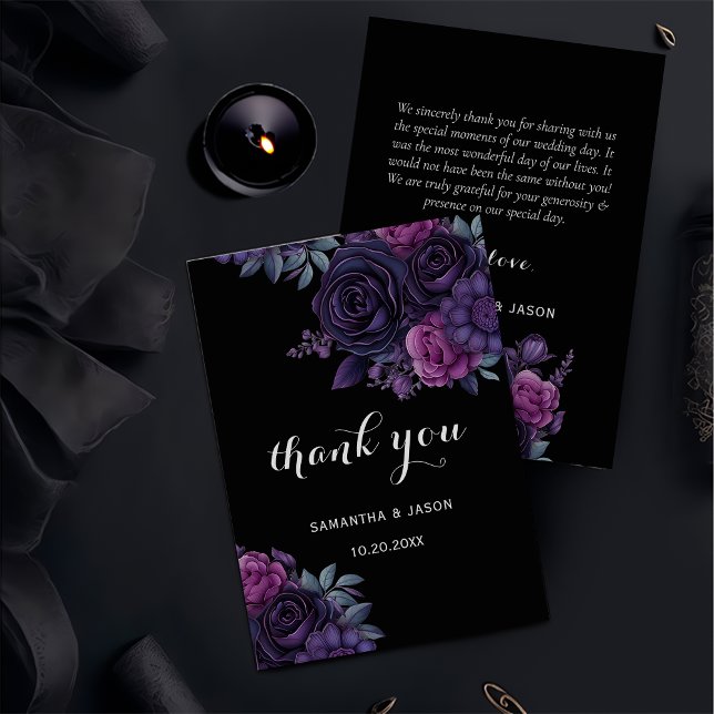 Dark Moody Gothic Florals Hochzeit Dankeschön Kart Dankeskarte (Von Creator hochgeladen)