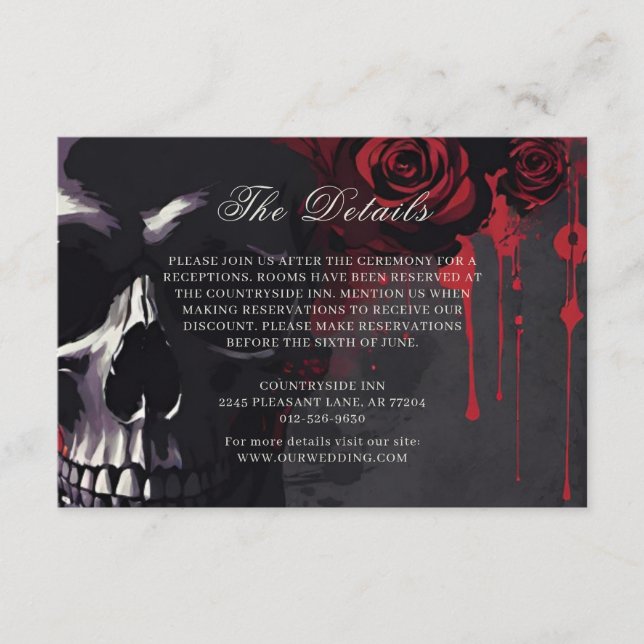 Dark Moody Gothic Red Rose Black Wedding Enclosure Begleitkarte (Vorderseite)