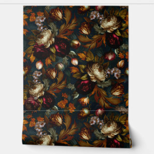 Dark Moody Gothic Vintager Blumengarten Tapete
