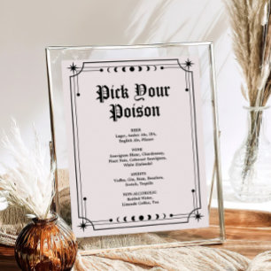 Dark Moody Halloween Wedding Bar Sign Poster