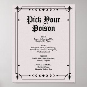 Dark Moody Halloween Wedding Bar Sign Poster