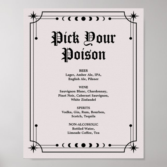 Dark Moody Halloween Wedding Bar Sign Poster (Vorne)