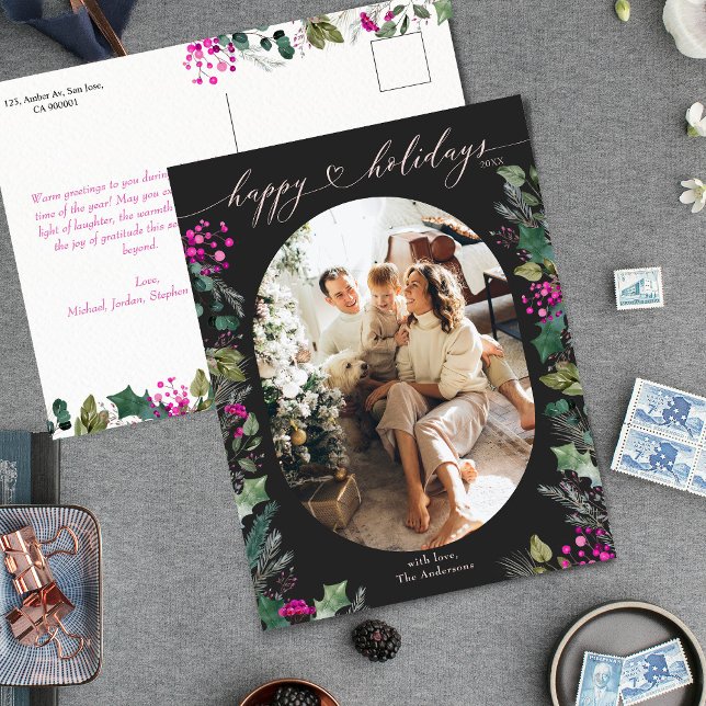 Dark Moody Happy Holidays Foto Postcard Feiertagspostkarte (Von Creator hochgeladen)