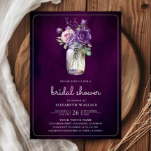 Dark Moody Lila Floral Mason Jar Brautparty