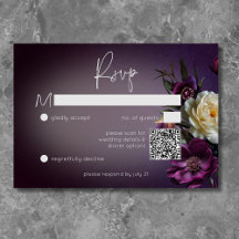 Dark Moody Lila Lavender Floral Modern QR Code