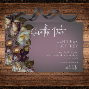 Dark Moody Mauve Floral Moderne Hochzeit Save The Date