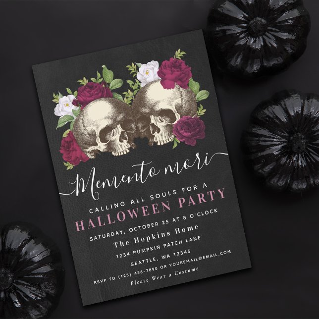 Dark Moody Memento Mori Floral Halloween-Party Einladung (Von Creator hochgeladen)