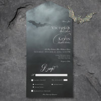 Dark Moody Midnight Bat & Fog Dinner Hochzeit