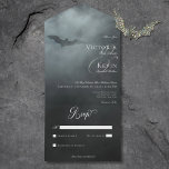Dark Moody Midnight Bat & Fog No Dinner Hochzeit All In One Einladung<br><div class="desc">ERHÄLTLICH MIT QR CODE ODER MIT ODER OHNE AUSWAHLOPTIONEN. Treten Sie ein in das Reich ewiger Liebe und Zauber mit unserer faszinierenden gotischen Hochzeitseinladung. Entdecken Sie die Mystik Ihrer Liebe mit diesem zauberhaften Design, in dem Einfachheit und Eleganz in einem Tanz von Dunkelheit und Licht zusammenkommen. Vor einer schwarzen Kulisse...</div>