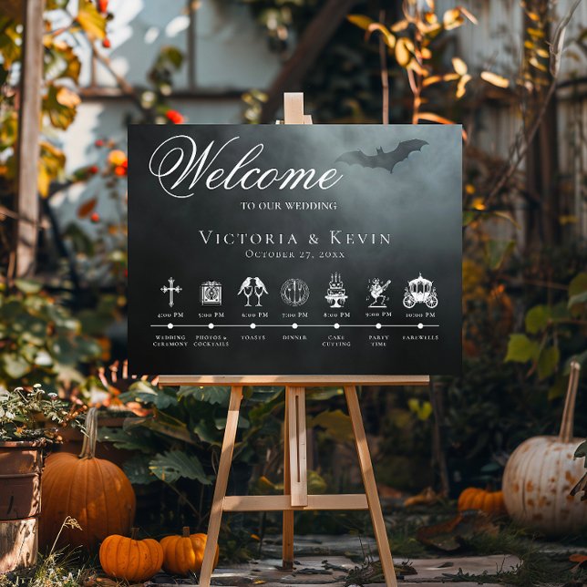 Dark Moody Midnight Bat & Fog Order of Events Poster (Von Creator hochgeladen)