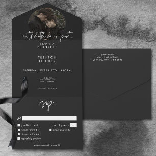 Dark Moody Minimal Foto Dinner Hochzeit All In One Einladung