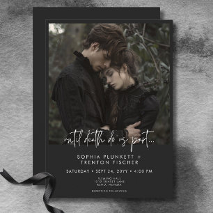 Dark Moody Minimal Foto Wedding Einladung