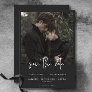 Dark Moody Minimal Foto Wedding Save The Date