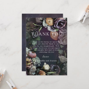 Dark Moody Modern Floral Wedding Danke Karte