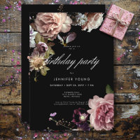 Dark Moody Pastel Opulent Floral Black Geburtstag