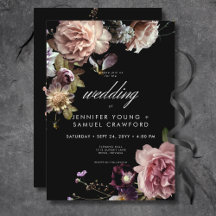 Dark Moody Pastel Opulent Floral Black Wedding