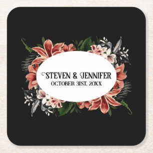 Dark & Moody - Personalisierte Namen für Hochzeite Rechteckiger Pappuntersetzer