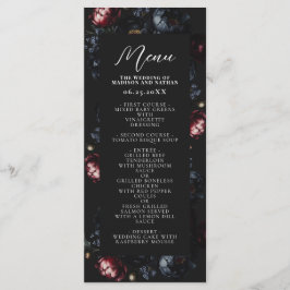 Dark Moody Romantic Black Peony Gothic Wedding Menükarte