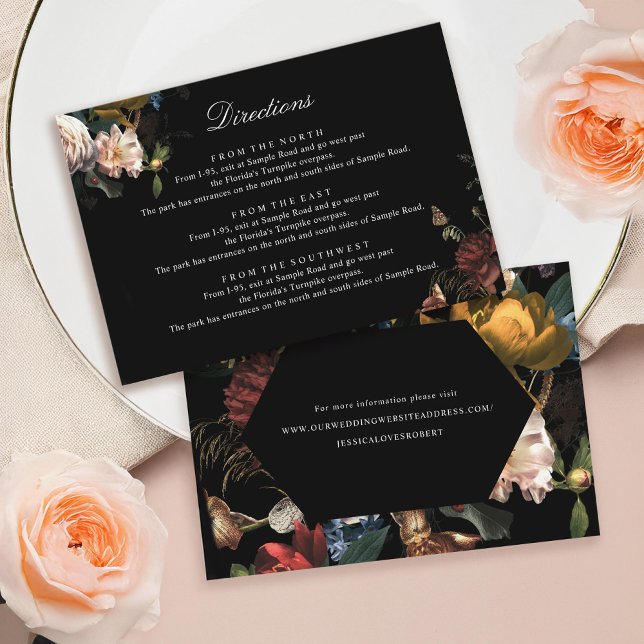 Dark Moody Romantic Floral Dutch Painterly Wedding Begleitkarte (Von Creator hochgeladen)