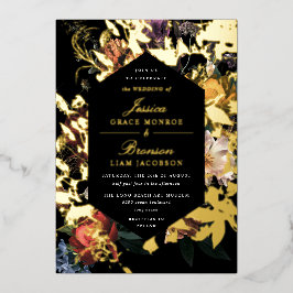 Dark Moody Romantic Floral Dutch Painterly Wedding Folieneinladung
