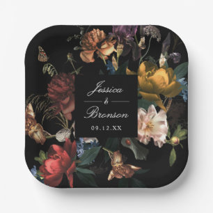 Dark Moody Romantic Floral Dutch Painterly Wedding Pappteller