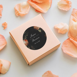 Dark Moody Romantic Floral Dutch Painterly Wedding Runder Aufkleber