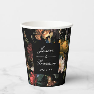 Dark Moody Romantic Floral Dutch Polterabend Pappbecher