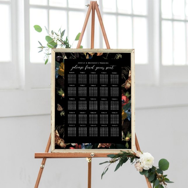 Dark Moody Romantic Floral Dutch Wedding Seating Poster (Von Creator hochgeladen)
