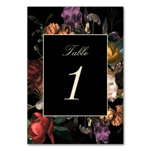 Dark Moody Romantic Floral Dutch Wedding Tischnummer