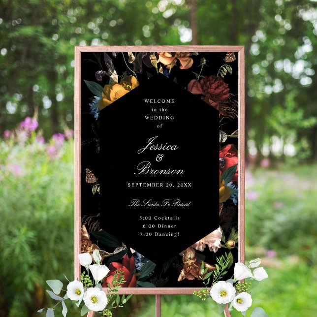 Dark Moody Romantic Floral Dutch Wedding Willkomme Poster (Von Creator hochgeladen)