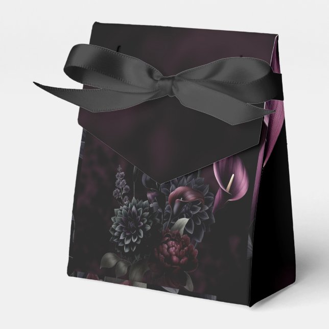 Dark Moody Romantic Floral Gastgeschenk Hochzeit Geschenkschachtel (Vorderseite)