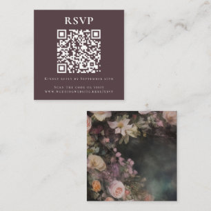 Dark Moody Romantic Floral QR Code Hochzeit Online Begleitkarte
