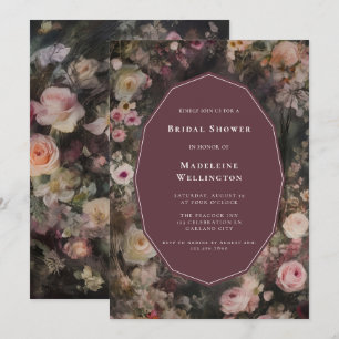 Dark Moody Romantic Floral Wedding Brautparty Einladung