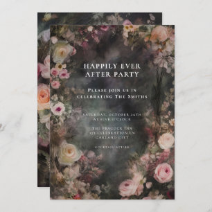 Dark Moody Romantic Floral Wedeption Einladung