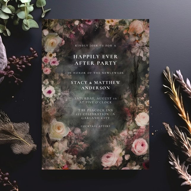 Dark Moody Romantic Floral Wedeption Einladung (Von Creator hochgeladen)