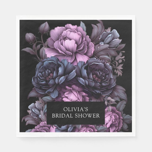 Dark Moody Romantic Florals Brautparty Napkins Serviette (Vorderseite)
