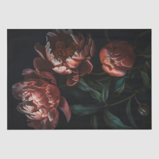 Dark Moody Romantic Florals Decoupage Gift Wrap Seidenpapier (Vorderseite)