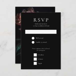 Dark Moody Romantic Gothic Blume Hochzeit RSVP Karte
