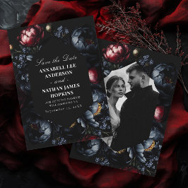 Dark Moody Romantic Peony Gothic Wedding Foto Save The Date