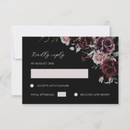 Dark Moody Romantic Watercolor Roses RSVP Karte