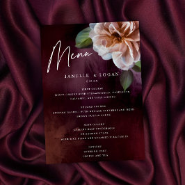 Dark + Moody Rustic Floral Wedding Menu Card Einladung