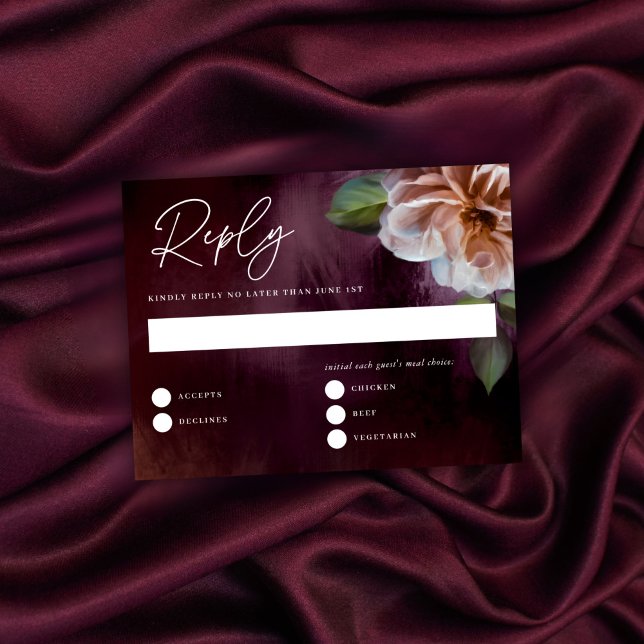 Dark + Moody Rustic Floral Wedding Repcard Einladung (Von Creator hochgeladen)