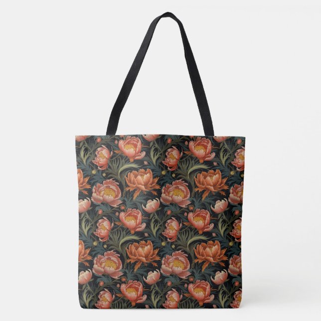 Dark & Moody Vibranly Orange Peony Blume (Vorderseite)