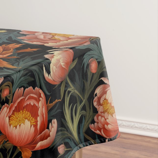 Dark & Moody Vibranly Orange Peony Blume Tischdecke (Beispiel)