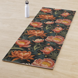 Dark & Moody Vibranly Orange Peony Blume Yogamatte